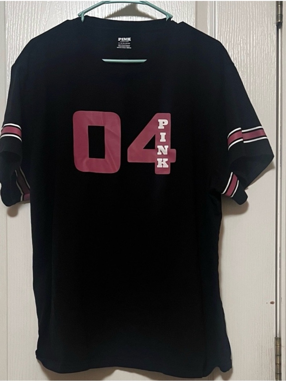 PINK Victoria's Secret Black Tee with Pink '04' Graphic